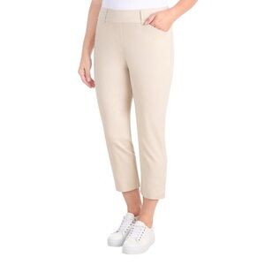 Hilary Radley Wonen’s Pull On Capris Stretch Tummy Control Beige Size 18 Tan